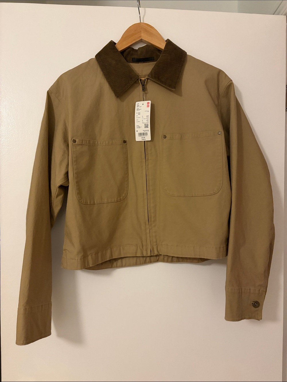 Women’s Uniqlo Workwear Zip-Front Jacket with Corduroy Collar